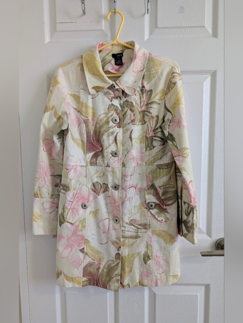 Kenzie NWOT Floral Cotton Lightweight Jacket Pink Yellow Tropical Print - 8